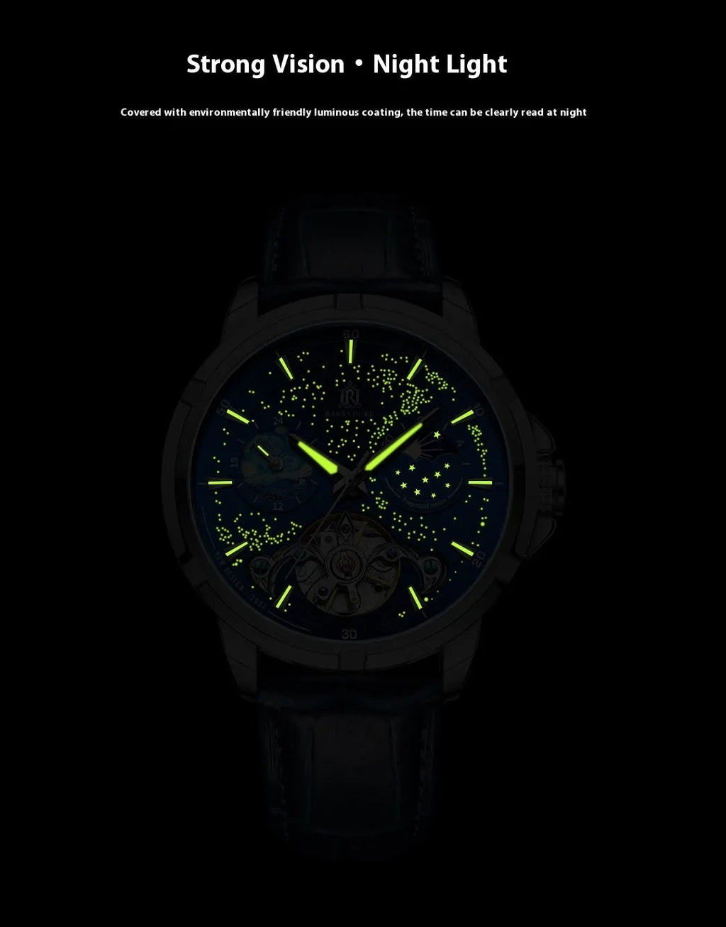 Men's blue dial automatic mechanical watch with stainless steel bracelet showing side profile with 14mm thickness