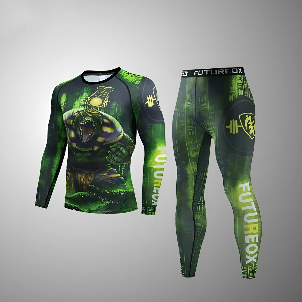 Men's stretch sports suit with ZF016 pattern printing for running and fitness activities