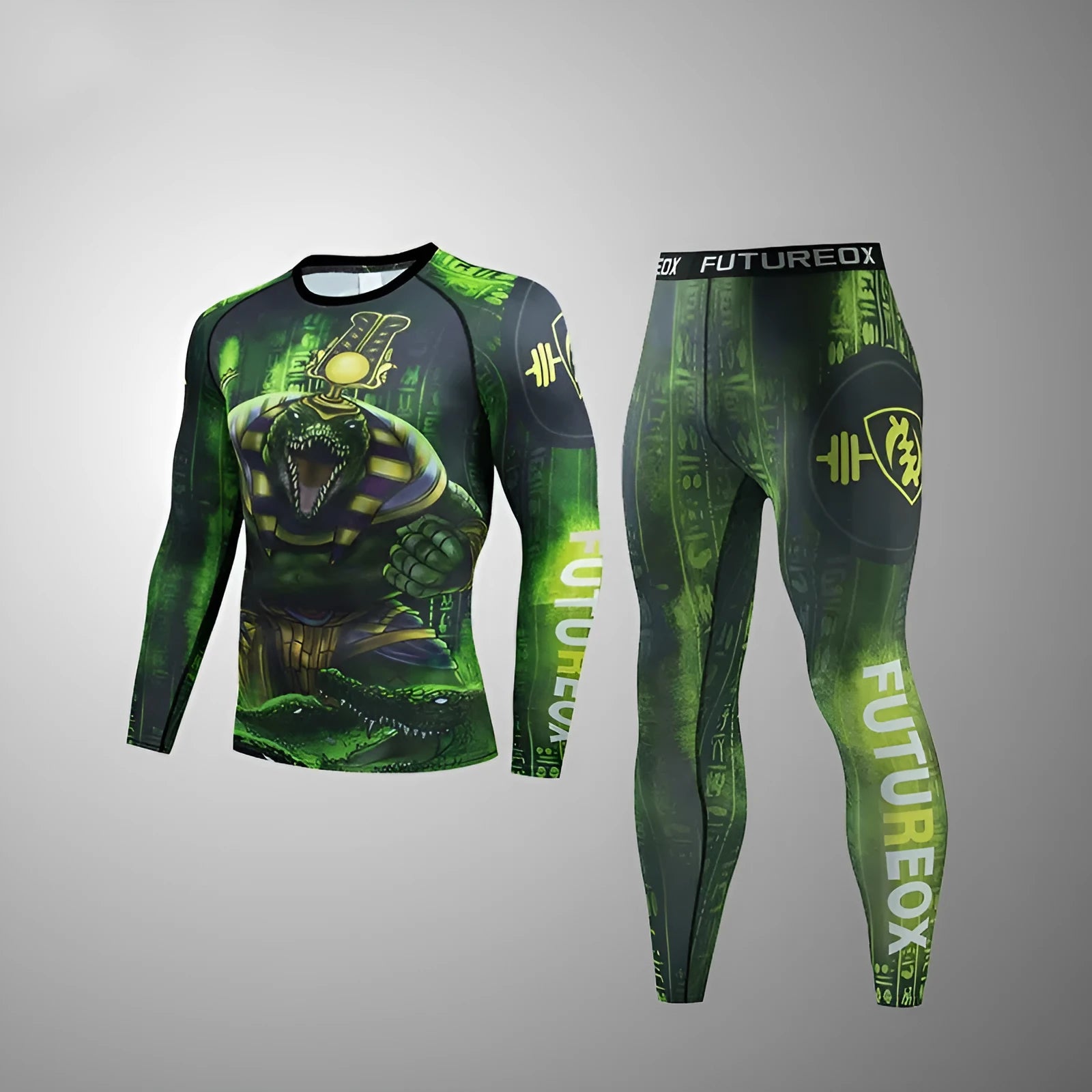 Men's stretch sports suit with ZF016 pattern printing for running and fitness activities
