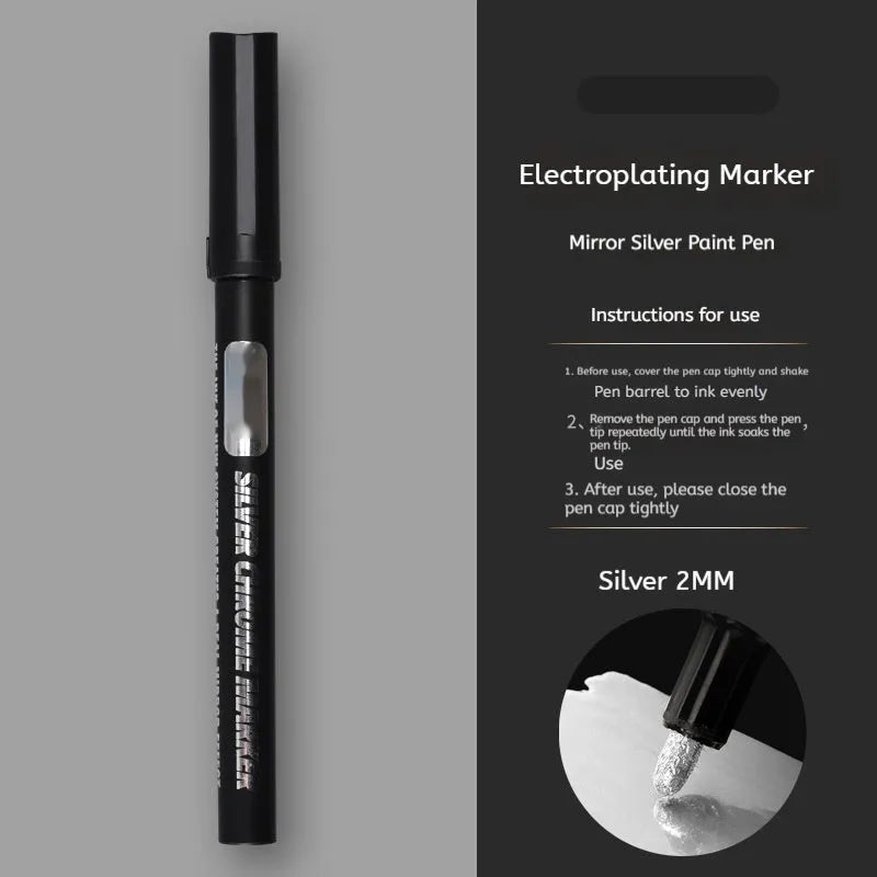 Waterproof mirror marker pen with choice of 1mm or 2mm nib on a plastic body.