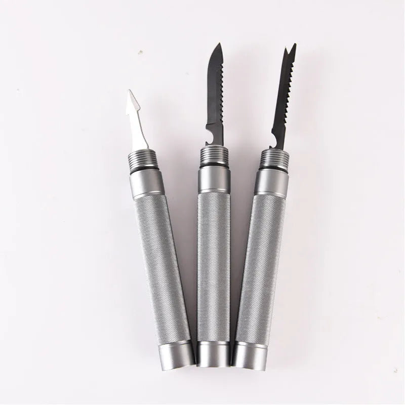 Silver aluminium alloy folding hiking stick 95cm for outdoor hiking and self-defence survival