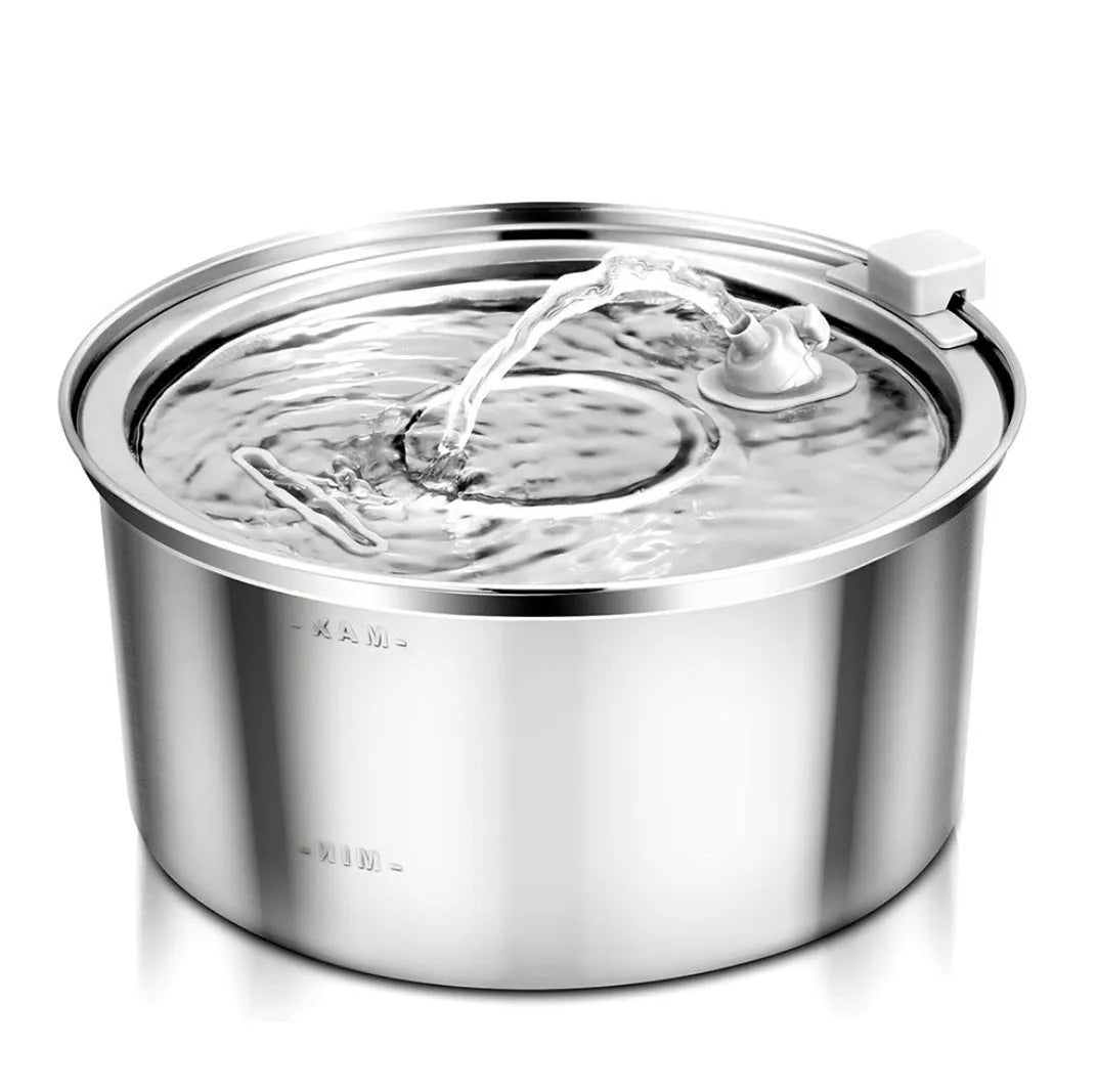 All stainless steel pet water dispenser round runway type large capacity for cats and dogs