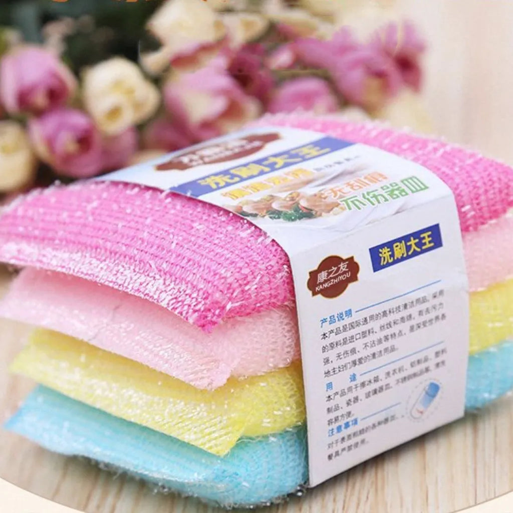 Pinstripe fabric dishwashing sponge mop in macaron colours showing 12cm length