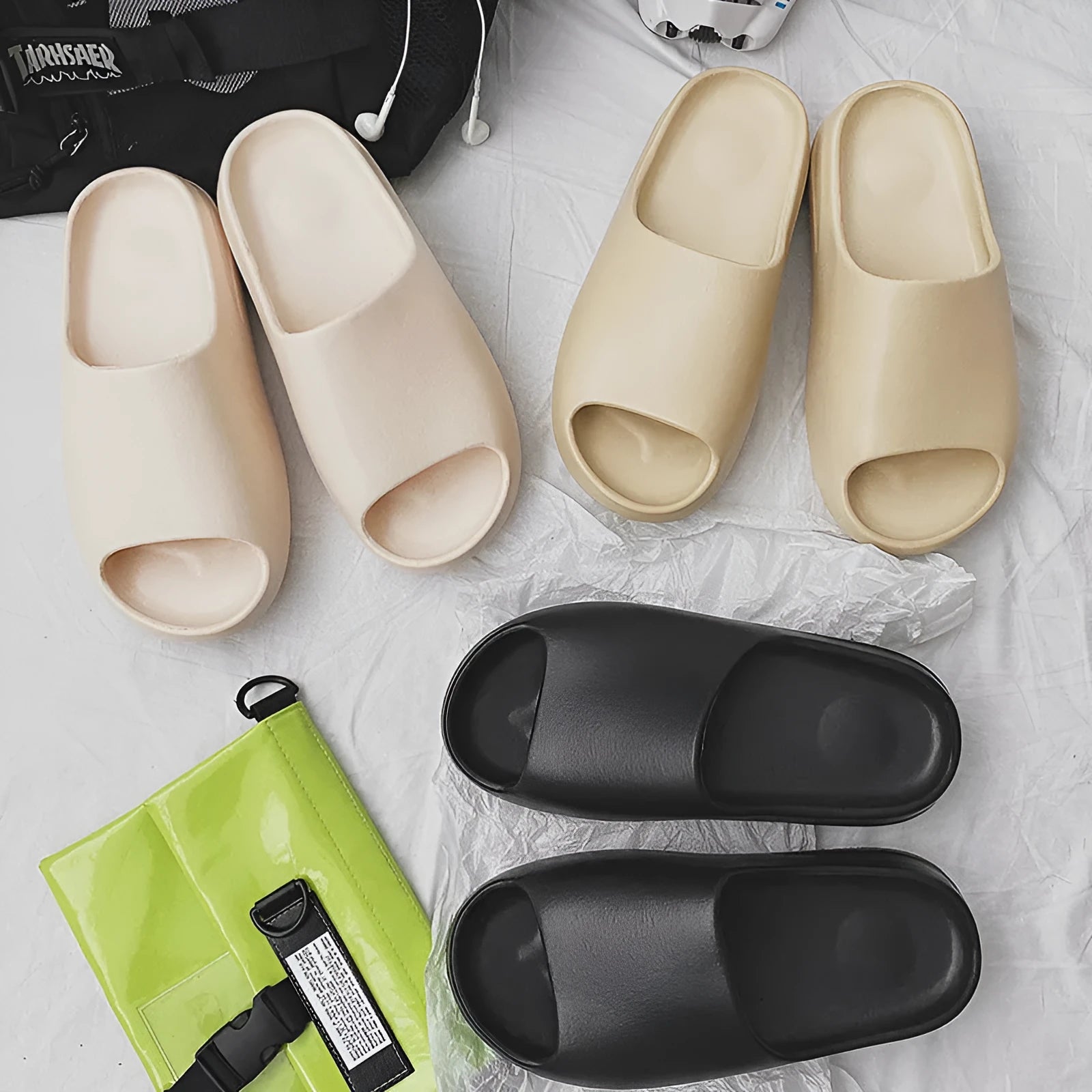 Women's thick-sole beach slippers in EVA material available in multiple colours and sizes