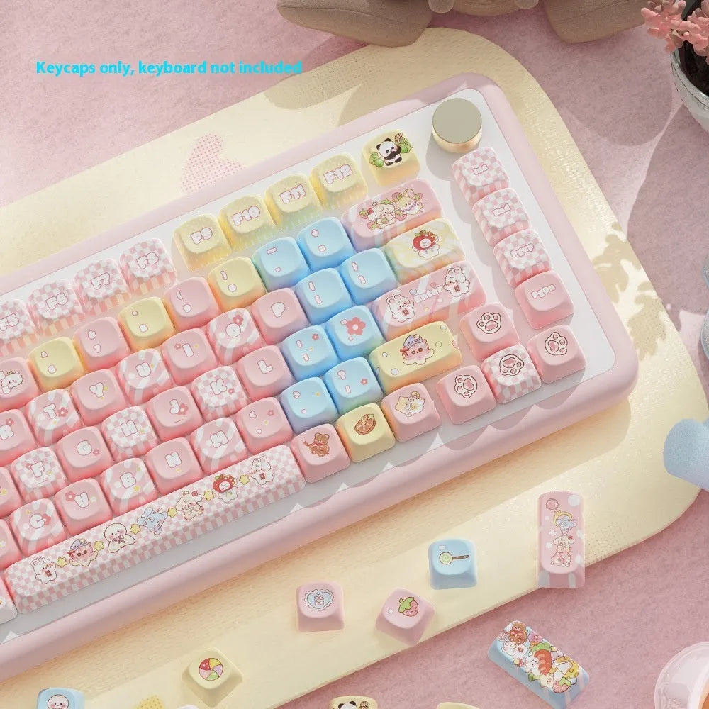 Clip doll anime design mechanical keyboard keycap set with colourful sublimation printing on PBT plastic
