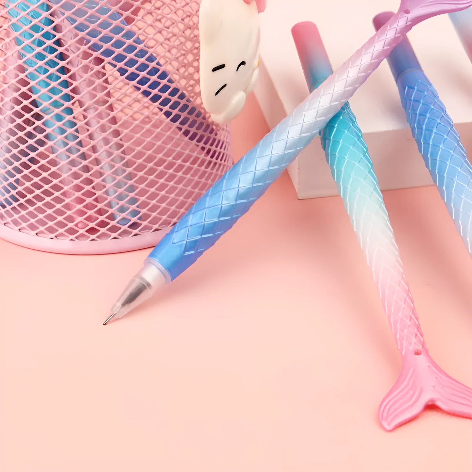 Cartoon mermaid themed pen with 0.38mm fine writing tip and plastic shell