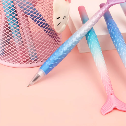 Cartoon mermaid themed pen with 0.38mm fine writing tip and plastic shell