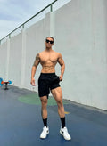 Men's ice silk quick-drying double-layer casual shorts in multiple colours.