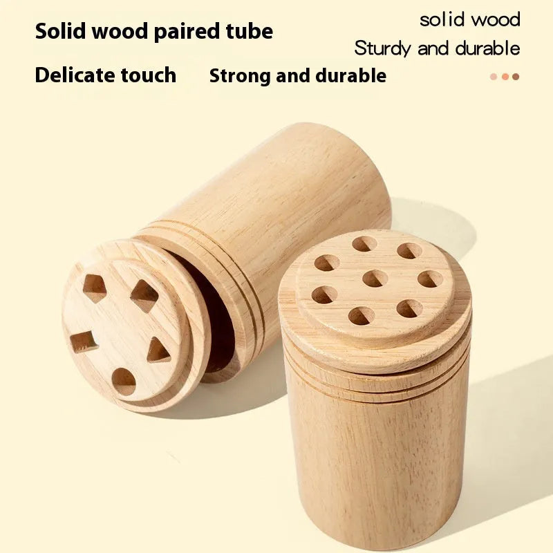 Children's wooden colour classification cup shape cognition pairing toy in white box packaging