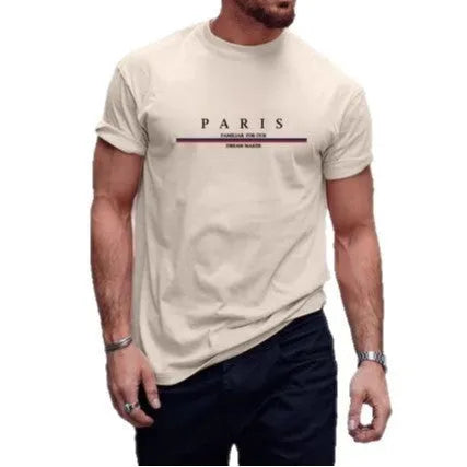 Men's heavyweight pure cotton short-sleeve T-shirt with a letter print in a loose, casual fit.