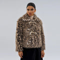 Women's leopard print coat with buckle lapel detail in street fashion style