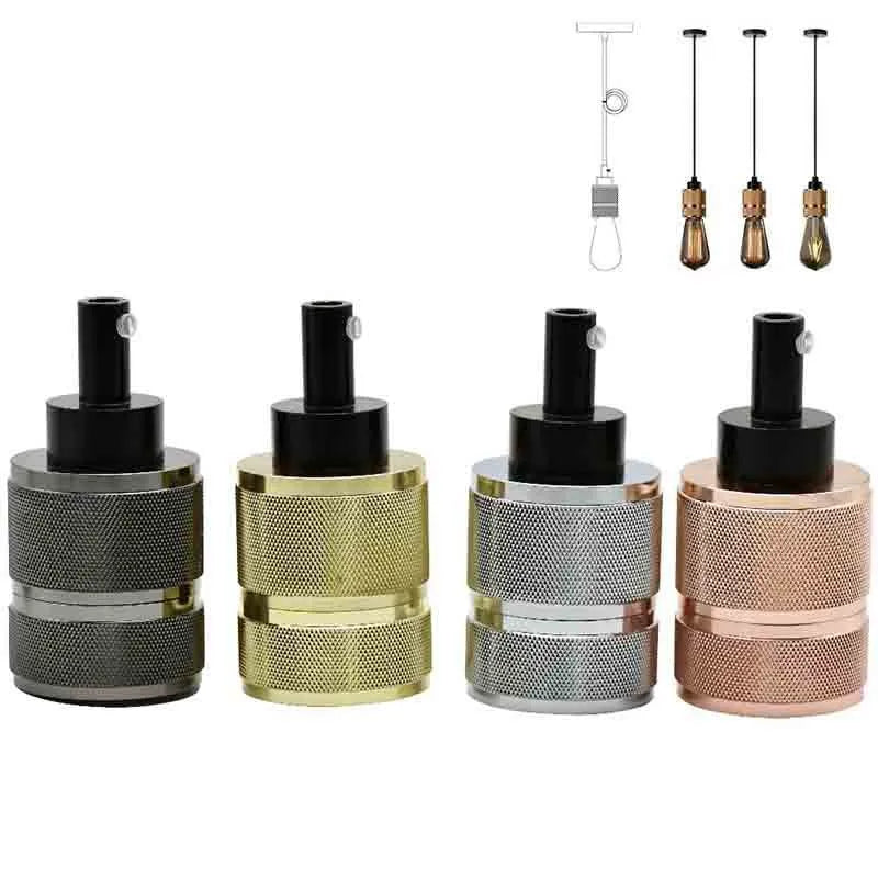 Retro DIY chandelier assembly kit in chrome, gold, rose gold, or shiny black finish, showing components.