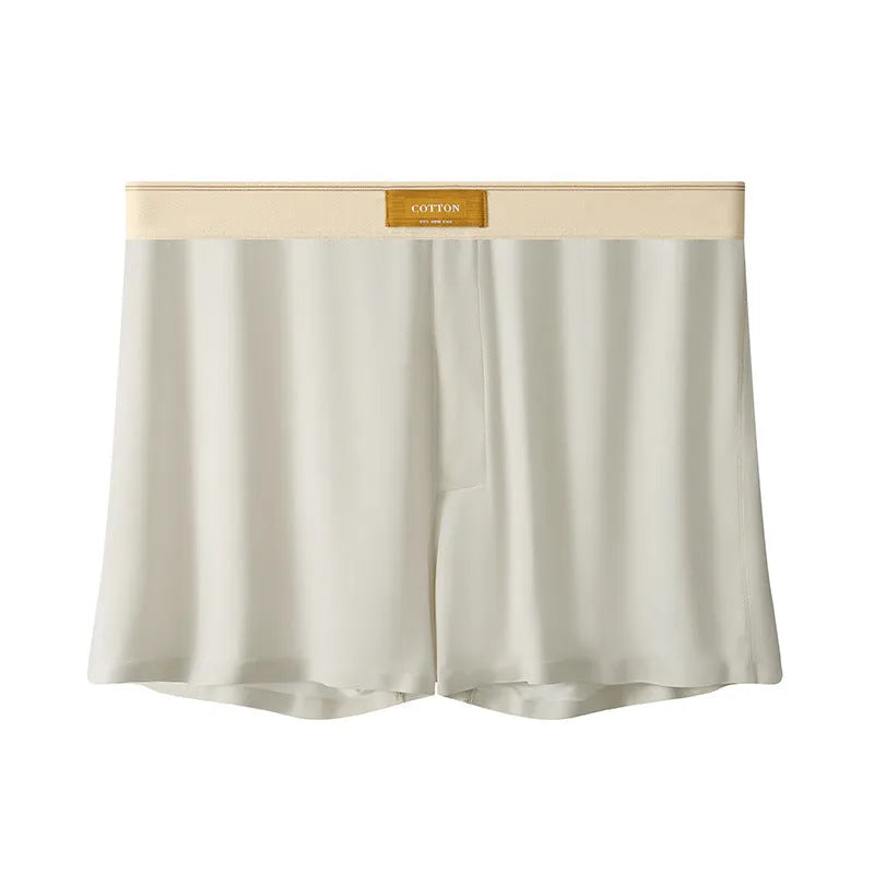 Men's loose-fit ice silk underwear in a solid colour on a mid-waist.