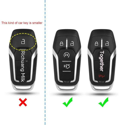 Hard plastic car key remote protective shell shown in single shell and buckle attachment variants