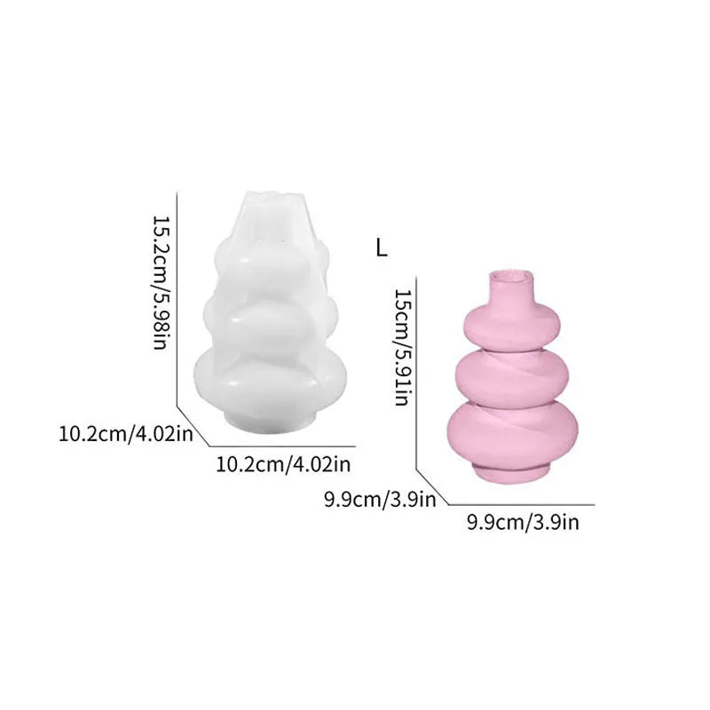 Three layer circle vase silicone mould for resin and decorative plaster casting crafts