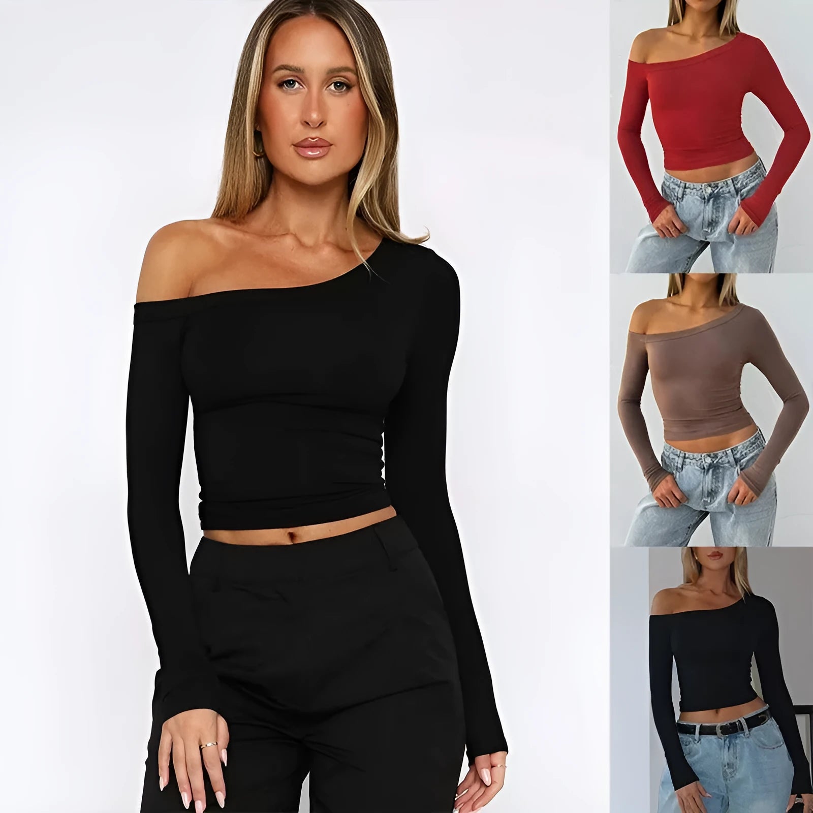 Women's slim fit knitted cardigan in solid colour with long sleeves and shoulder strap detailing