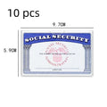 Clear PVC ID card holder showing social security card inside, measuring 9.7 by 5.9 centimetres