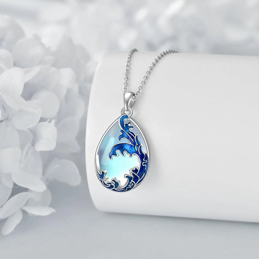 Moonstone blue HAILANG pendant necklace for women featuring alloy heart and love design elements