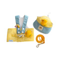 Three-piece pet clothing set with cute hat, dog harness, and wire rope leash in spring summer design