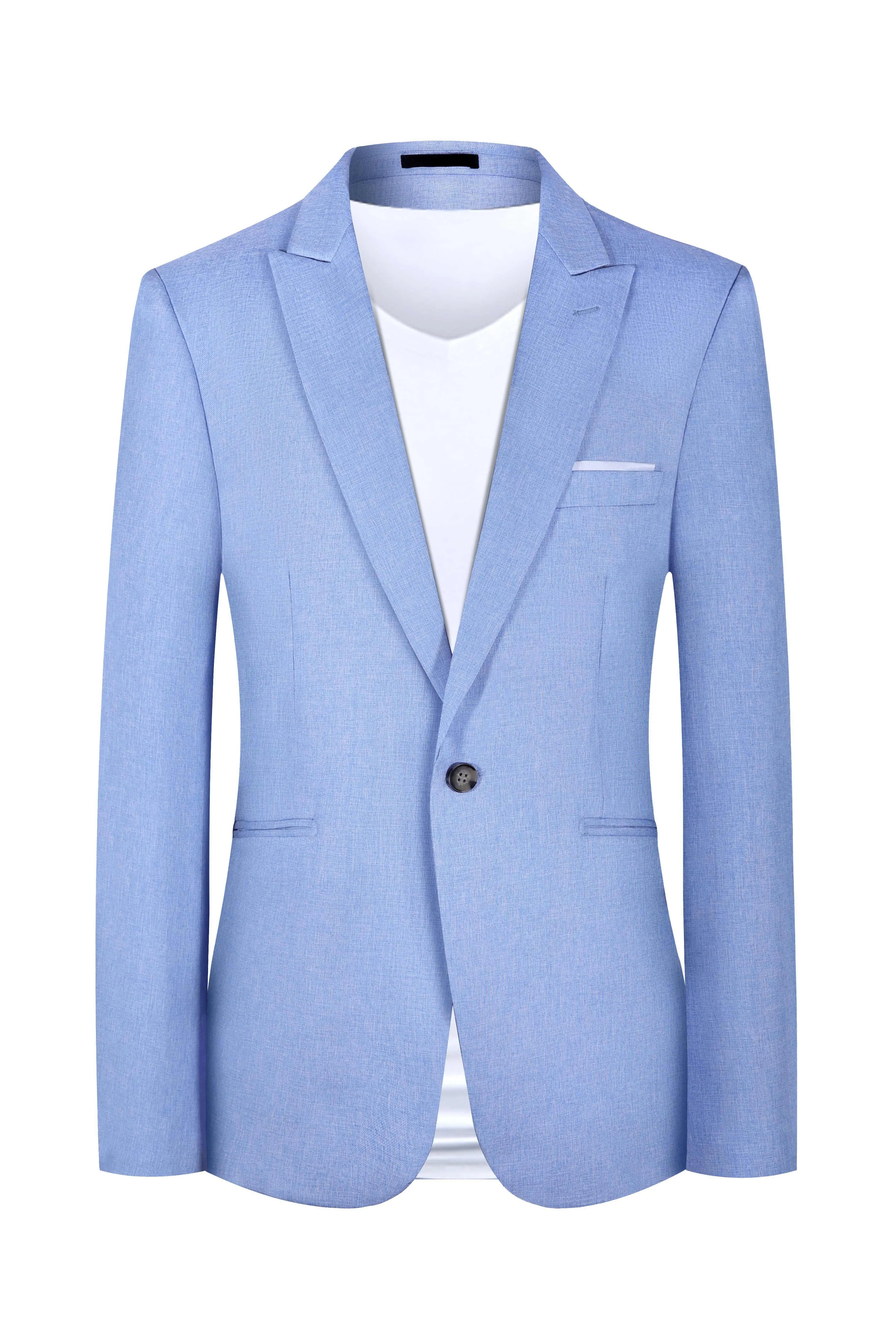 Lightweight men's casual western style blazer jacket in pink or light blue for spring and summer.