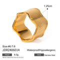 Stainless steel geometric wave ring with electroplated finish in gold or silver tone