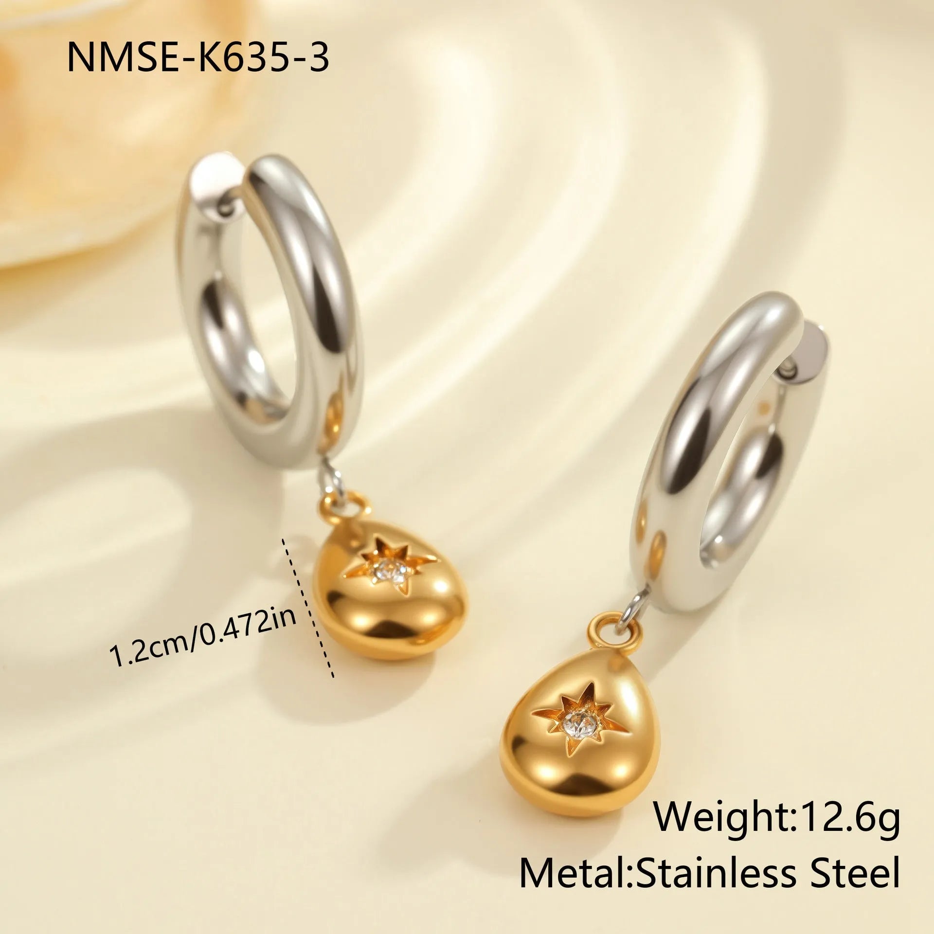 Gold plated stainless steel Christmas tree and heart shape earrings for women with star and geometric design options