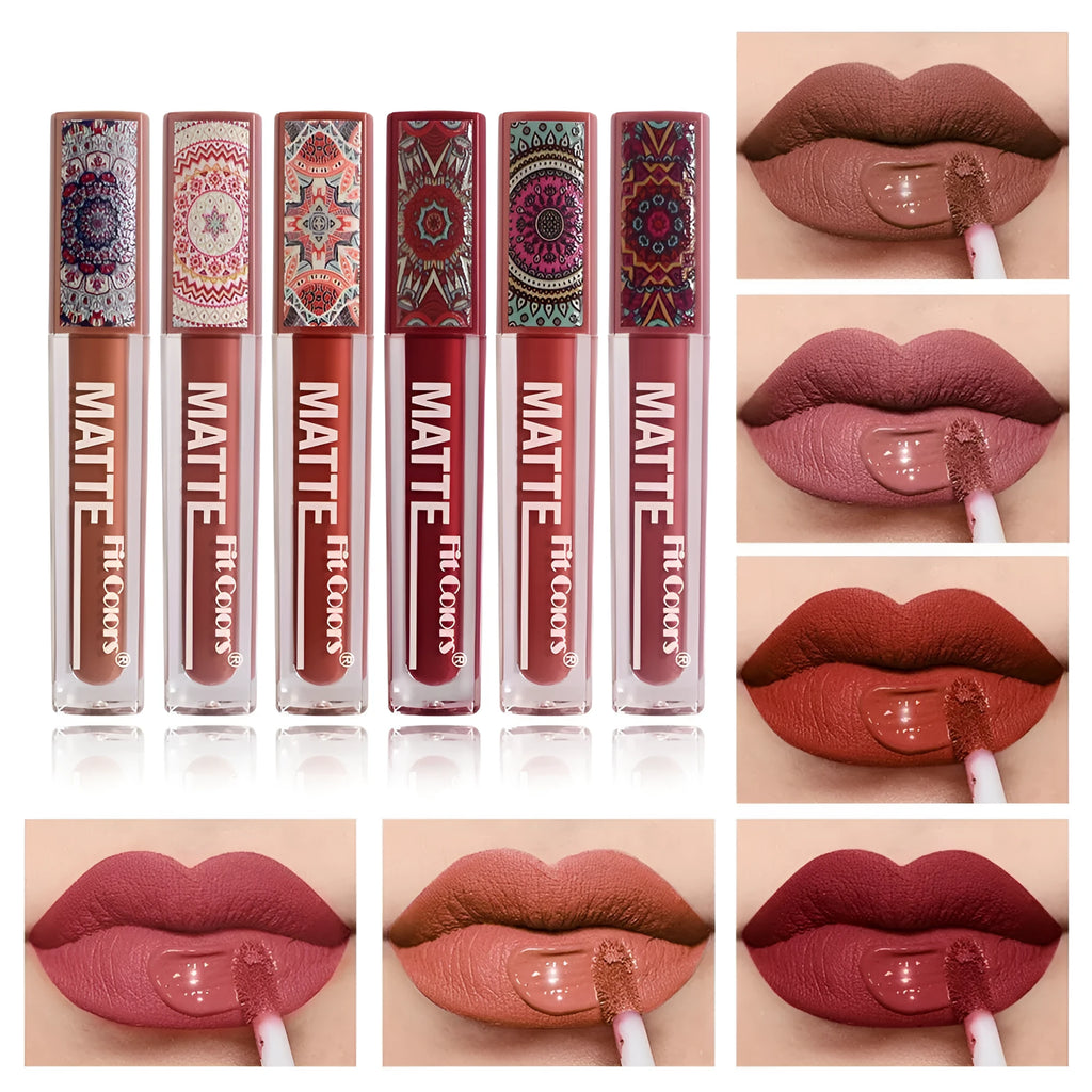 Bohemian style lip lacquer matte no stain on cup velvet lipstick in kaleidoscope gloss tube