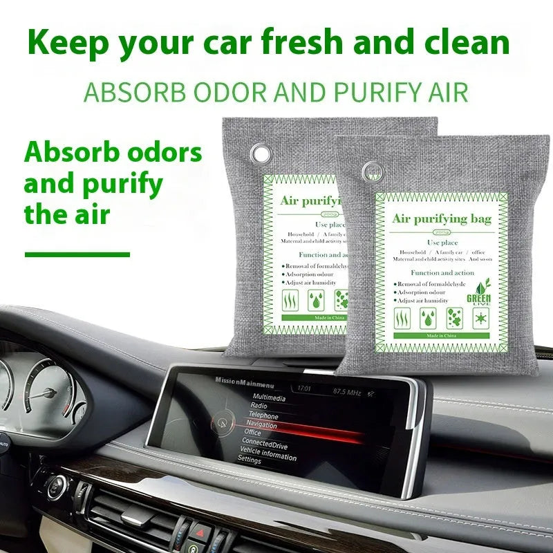 Sewing style bamboo charcoal bags for formaldehyde removal and air purification in three weight options
