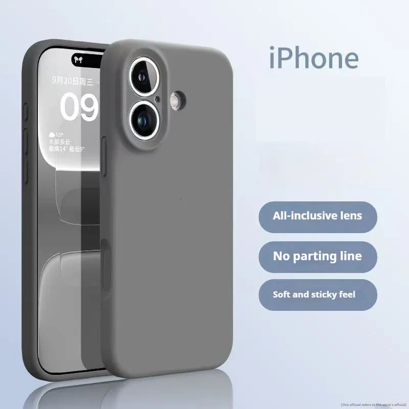 Simple solid color liquid silicone phone case shockproof for Apple 17 black matte finish