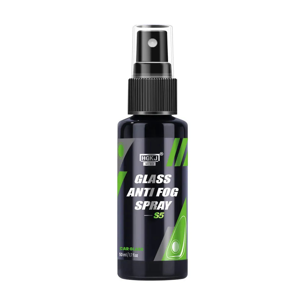 Car glass antifogging agent spray bottle labelled AUTO-S5 in 100ml, 50ml, and 30ml sizes