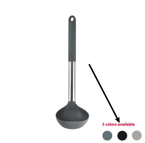 12-piece silicone kitchen utensil set with rotating storage bucket in black, dark gray or khaki