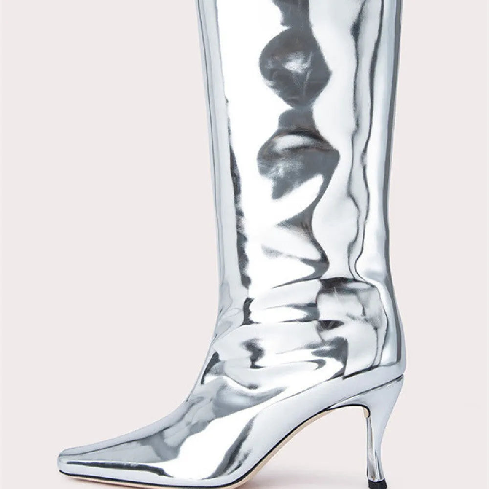 Women's square head cowboy boots in microfiber available in multiple colours including black, grey and patterned options