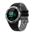 GPS smartwatch with silicone strap in blue, black, cyan, and silver black colour options.