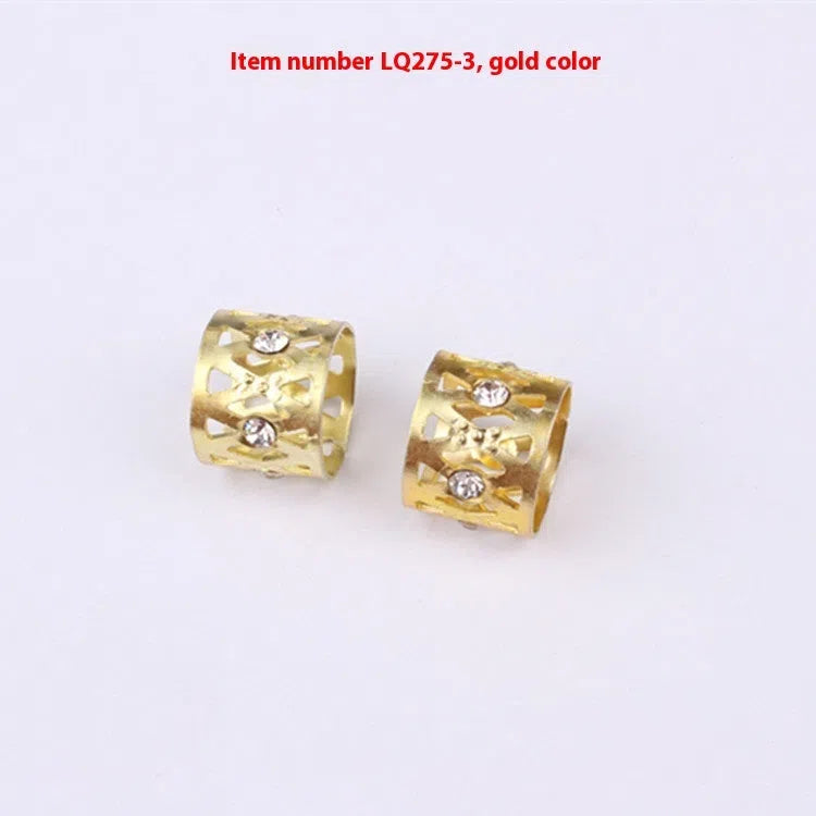 Metal hair ring with hollow jeweled crown design in multiple colour options for wig decoration