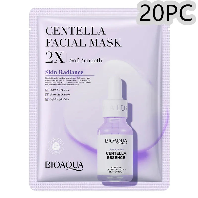Single collagen hyaluronic acid facial sheet mask with 30g gel serum, shown on white background