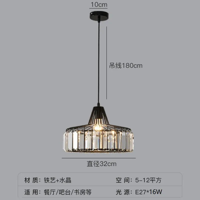 Modern crystal chandelier ceiling lamp in black or gold with LED lighting