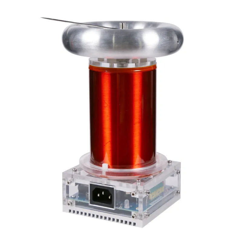 Tesla coil SSTC driver board with controller and cables, showing dimensions 100x115x205mm