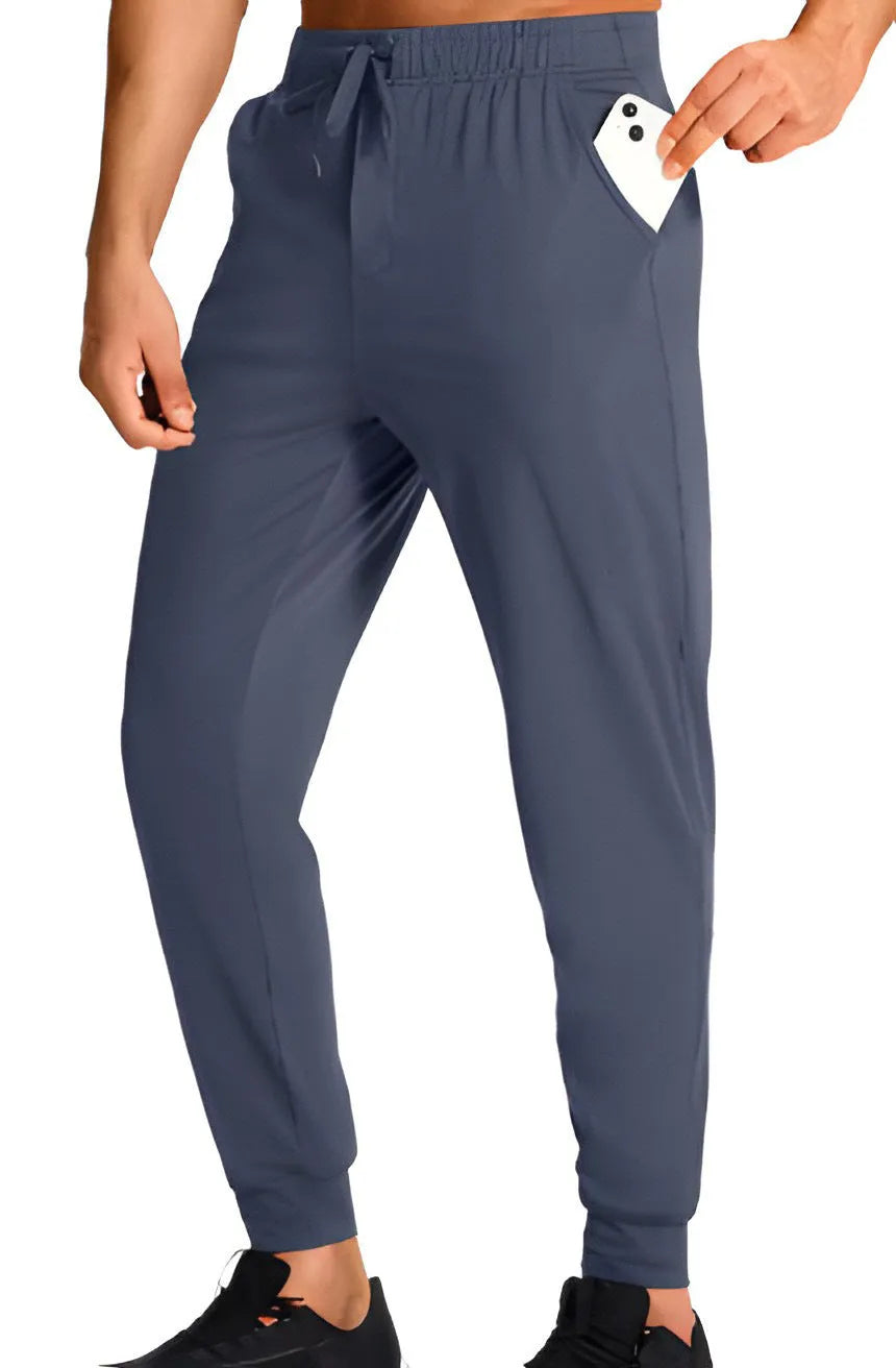 Men's loose casual trousers in solid colour with straight-leg fit, available in multiple size options
