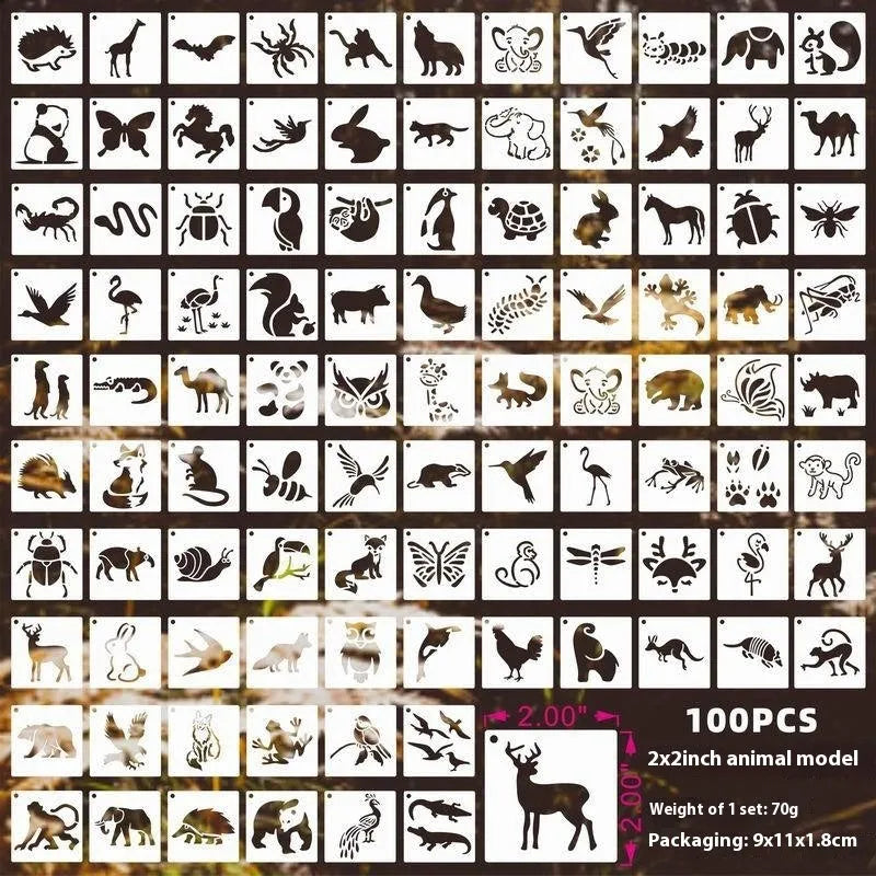 Milky white PET film hollow spray painting stencil templates showing animal, Hawaiian, letter, and ocean designs