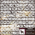 Milky white PET film hollow spray painting stencil templates showing animal, Hawaiian, letter, and ocean designs