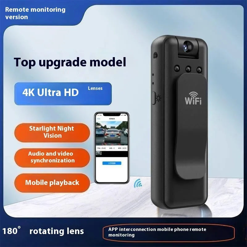 Black conference room surveillance camera with Wi-Fi connectivity and back splint mounting bracket