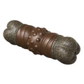 Wood colour plastic dog toothbrush toy with sounding bone design and molar rod texture