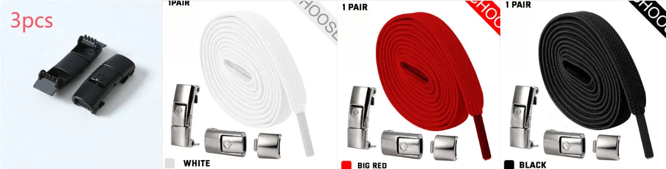 Press lock elastic shoelace with 8mm flat width and cotton weave on a trainer.