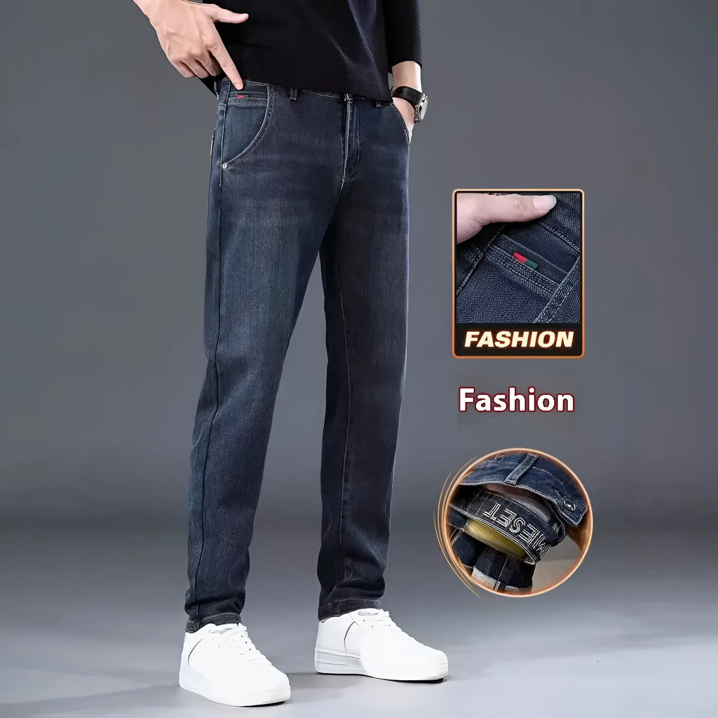 Slim straight casual trousers in blue grey colour showing mid waist design and pencil pants style