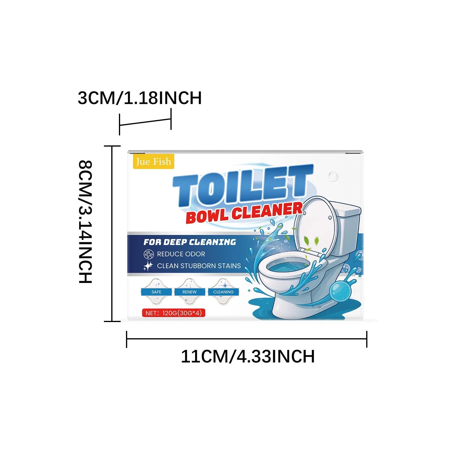 Toilet cleaning powder pack with four 30g sachets for bathroom stain and odour removal