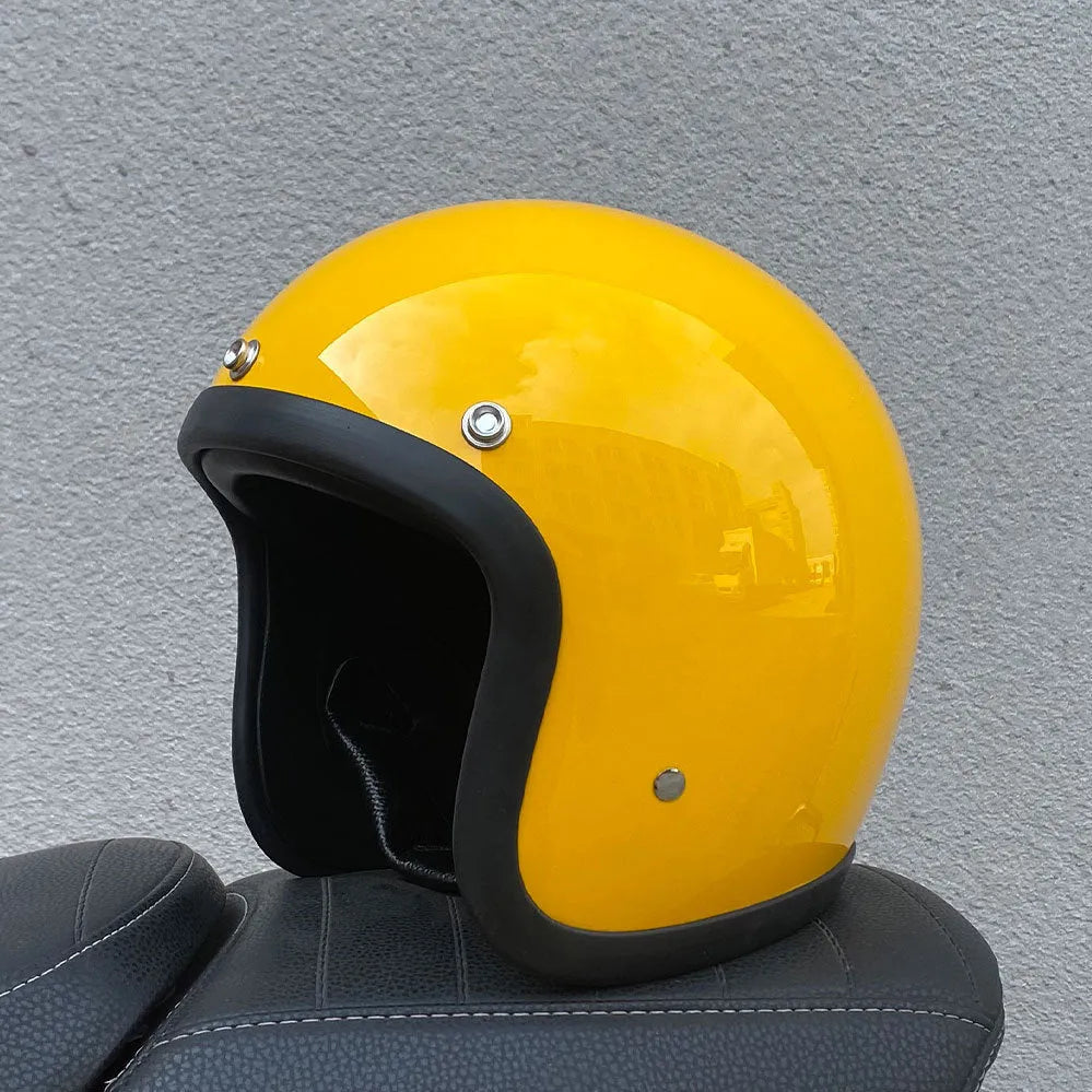 FRP retro half helmet for electric motorcycle commuting available in multiple colours and sizes
