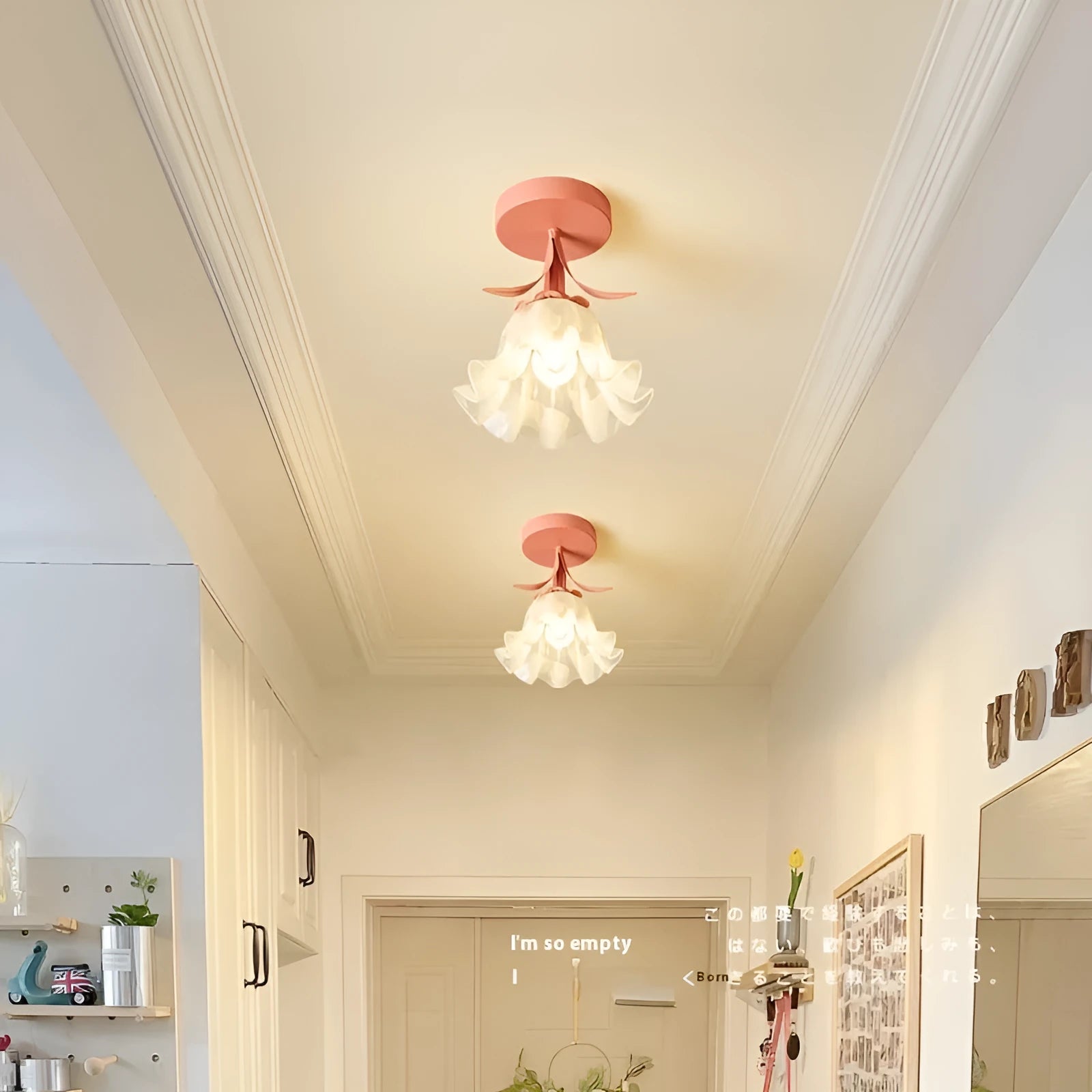 Cream Linglan flower design corridor aisle light with three-colour changing wall control