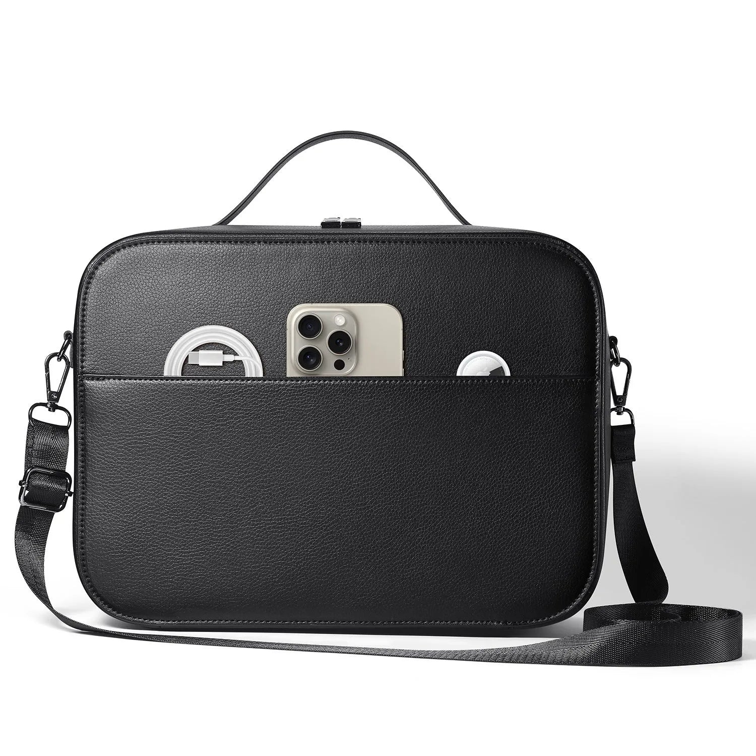 Black superfiber storage box for Apple Vision Pro MR glasses, showing internal dimensions.