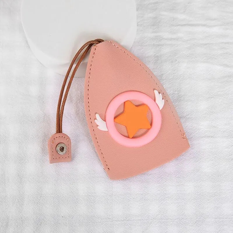 Cartoon style pull-out key case for car keys in PU leather with various colour options