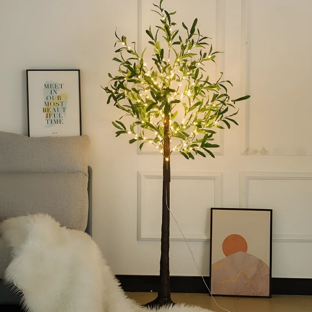 1.8 metre tall artificial olive tree lamp with 210 warm lights for outdoor courtyard decoration
